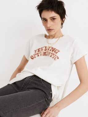 Madewell Rivet & Thread Feeling Optimistic Graphic Ex-Boyfriend Tee MD052 NWT S